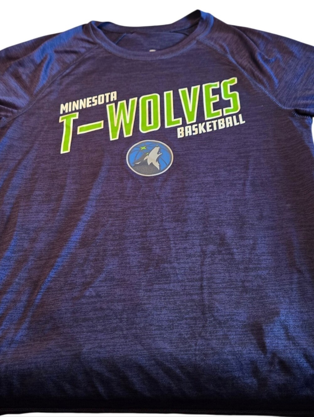 Minnesota T-Wolves Basketball Tee - Navy with Lime Accent Size Small